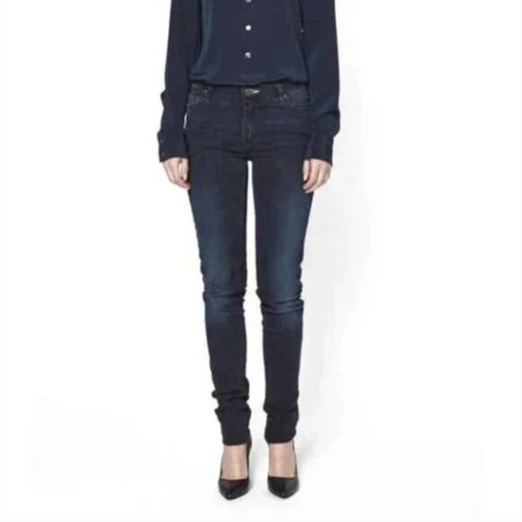 Acne Flex Basement Jeans Dark  Indigo Blue Mid Rise Denim Skinny size 28 Tall - Picture 1 of 14